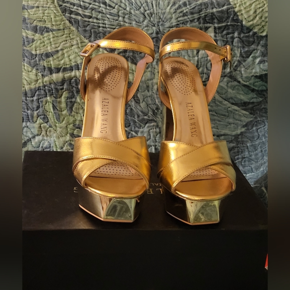 Gold Metallic Platform Sandals